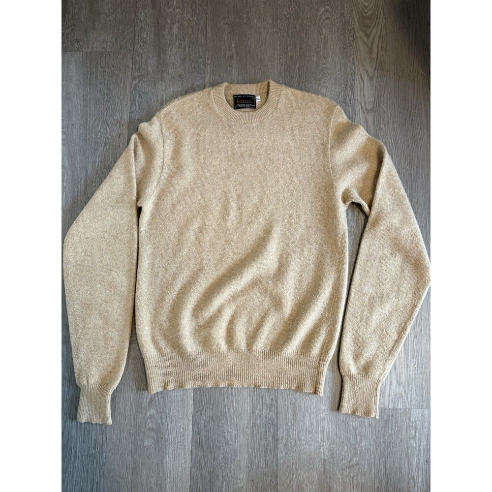 Vintage Campus Wool Blend Beige Grandpa Sweater Mens Tall Size L Made in USA